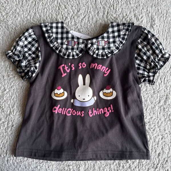 新品 ミッフィーちゃん 半袖Tシャツ 90cm バースデイ ブラック グレー 女の子 襟付き ベビー服