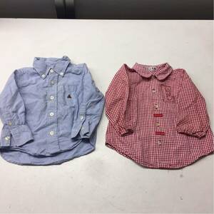 送料無料★babyGap toddler ベビーギャップ 90★ELLE PARIS 95★長袖シャツ 赤チェックシャツ★トップス2枚セット#20730sbv