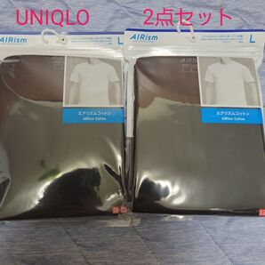 【新品】ユニクロ エアリズム コットンクルーT 半袖ブラックLサイズ2点セット