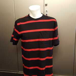 ★【美品】H&M　LOGG Tシャツ　ボーダー　赤黒　トップス