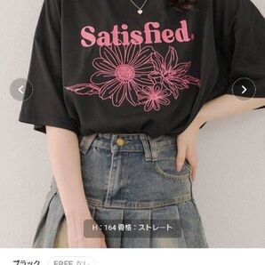 人気 完売品 定価3850円 ナイスクラップ 刺繍 フラワー ビッグ Tシャツ 黒 ゆったりサイズ 未使用 タグ付き 匿名発送