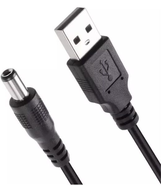 USB 2.0 Aタイプ オス - DC 5.5 x 2.1mm オス電源プラグバレルコネクター DC 5Vケーブル1m