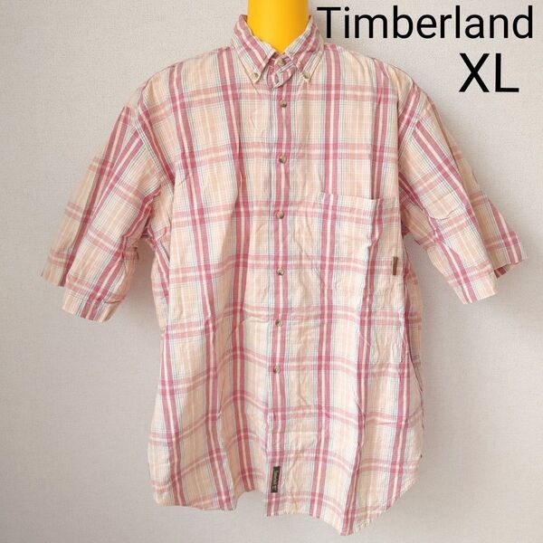 古着 XL ティンバーランド 半袖シャツ Timberland チェック チェックシャツ チェック柄 ボタンダウン アメカジ