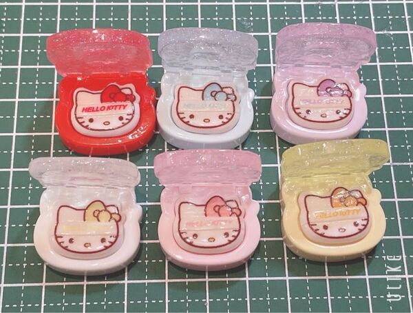 再入荷 キラキラ コンパクト パフ付き 6色セット デコパーツ