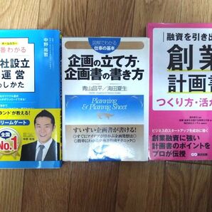 ①融資を引き出す創業計画書のつくり方活かし方②会社設立と運営のしかた③企画の立て方企画書の書き方