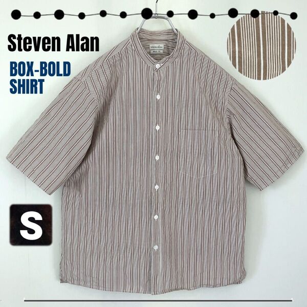 スティーブンアラン Steven Alan★タイプライターストライプ バンドカラーシャツ★BOX-BOLD★メンズS