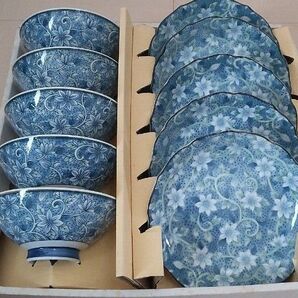 【未使用品】弥生窯 茶碗 皿 各5枚セット 来客用 和食器