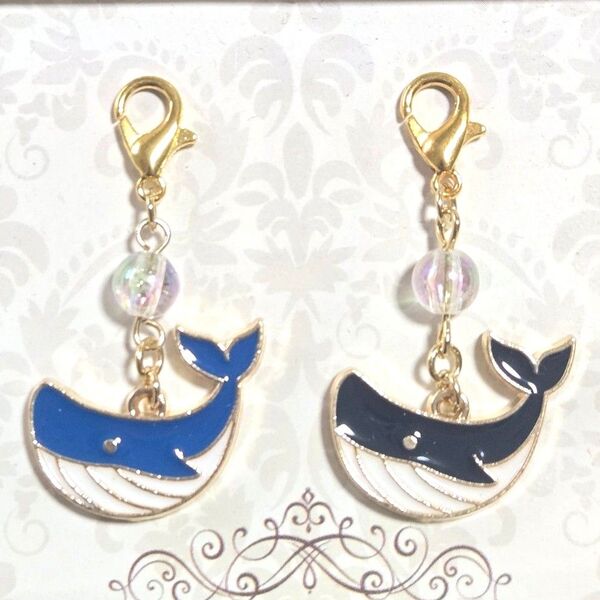 【クジラのマスクチャーム】ハンドメイド ビーズ 夏ピアス イヤリング 海 夏休み かわいい