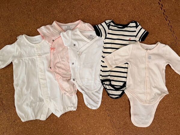 ベビー肌着ロンパース退院着5点セット プチバトーH&Mバースデイ ベビー服 ボディスーツ 新生児