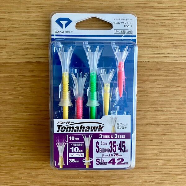 ダイヤゴルフ ゴルフティー トマホークティー セミロング&ショート 計6本入 ティーアップ高35~45mm TE511 クリア