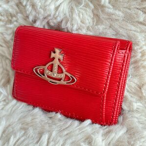 ヴィヴィアンウエストウッド 財布 三つ折り Vivienne Westwood レッド オーブ ミニ財布 コンパクト 赤 レザー