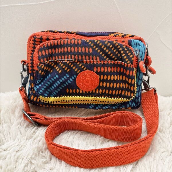 Kipling (キプリング)ショルダーバッグ オレンジ マルチカラー ナイロン ドット柄 カラフル ビタミンカラー 多収納 軽量