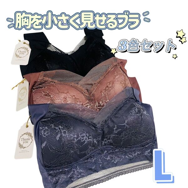 胸を小さく見せるブラ シームレス L 着痩せ 美胸 ノンワイヤー ナイトブラ 着痩せ効果 着やせ シームレス レース