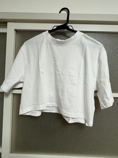 ZARA ホワイト クロップドTシャツ 半袖