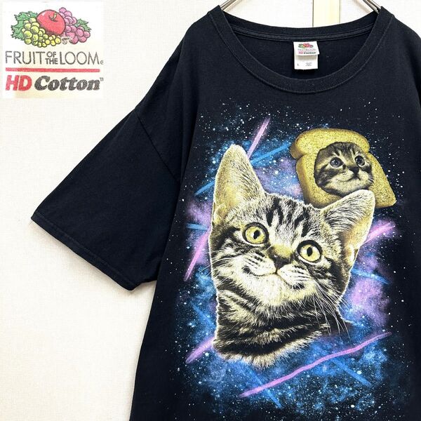 フルーツオブザルーム(Fruit of the Loom)猫 CAT アニマル Tシャツ サイズL