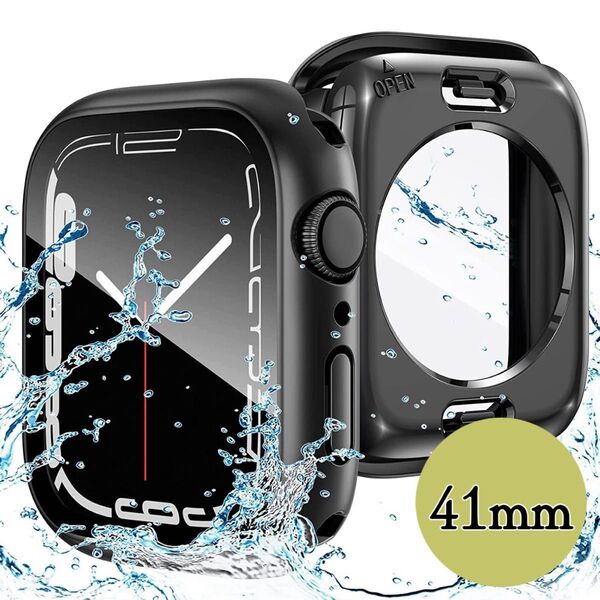 Apple Watch Case 360°保護カバー Series 7/8/9 カバー 防水防塵 9Hガラス 41mmケース