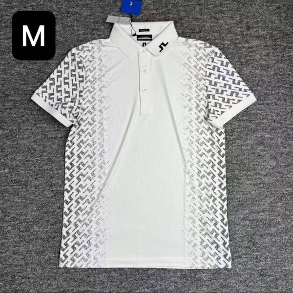 新品 J.LINDEBERG ゴルフ 半袖ポロシャツ メンズ ホワイト M