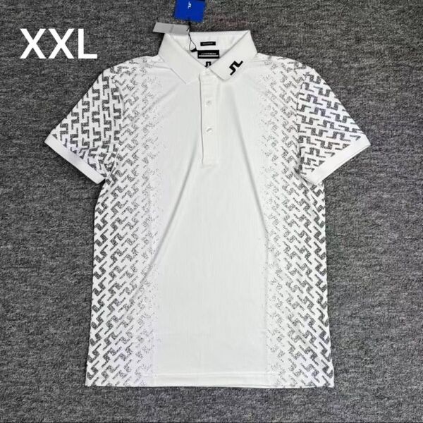 新品 J.LINDEBERG ゴルフ 半袖ポロシャツ メンズ ホワイト XXL