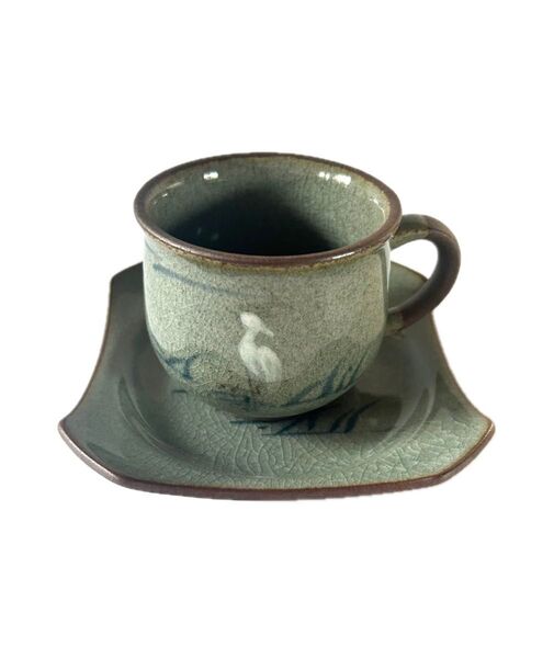 有田焼 杏土 カップ&ソーサー 貫入デザイン コーヒー 美品