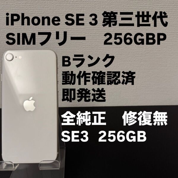 美品 256GB Apple iPhone SE 3 第三世代 SIMフリー スターライト ホワイト iPhoneSE3