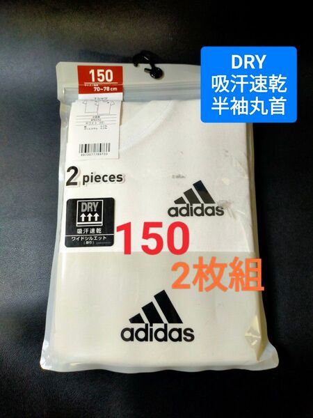 150サイズ 2枚組 インナー Tシャツ 肌着 下着 キッズ【吸汗速乾】半袖丸首 ワイドシルエット 速乾 白地 DRY グンゼ