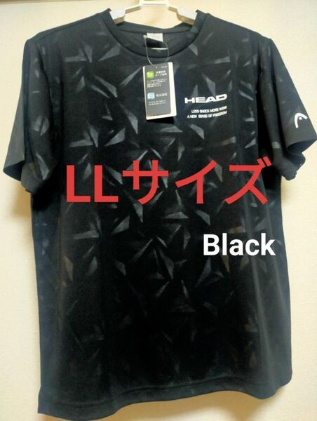 LLサイズ ヘッド HEAD メンズ 吸水速乾 DRY Tシャツ 抗菌防臭 ストレッチ 半袖【ブラック】ポリ100% ゴルフ