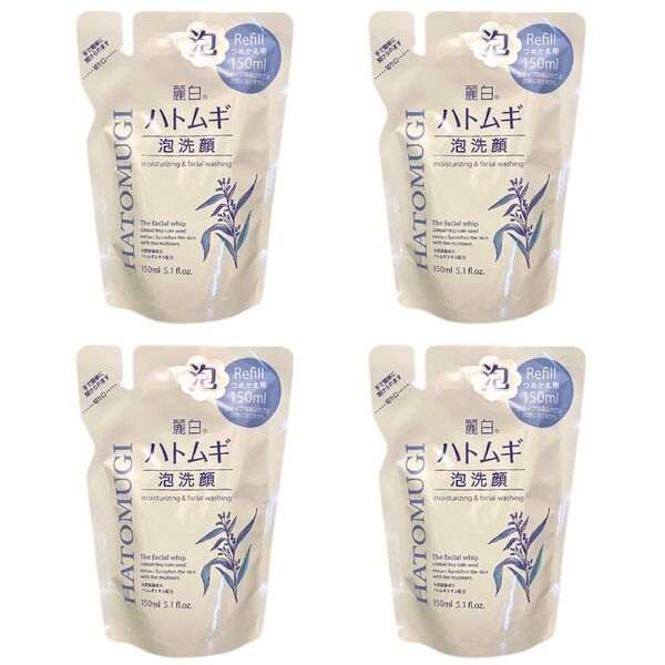 熊野油脂 麗白 ハトムギ 泡洗顔 詰替用/レフィル 150mL×4個セット