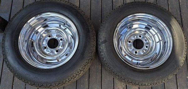 空冷VW 14インチPCD130 4穴メッキワイドホイール深リム加工品2本セット
