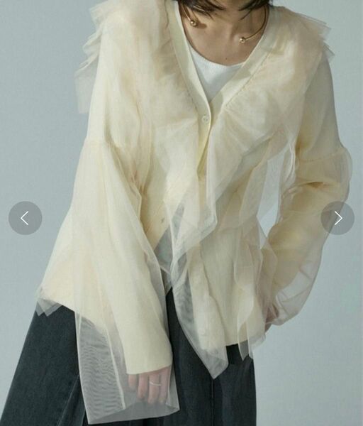 Ezick Line frill tulle サマーニット カーディガン