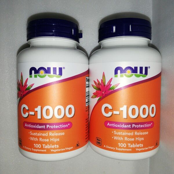 【2個セット】ビタミンC-1000 1000mg ローズヒップ 25mg タイムリリース 100粒 NOW Foods ナウフーズ