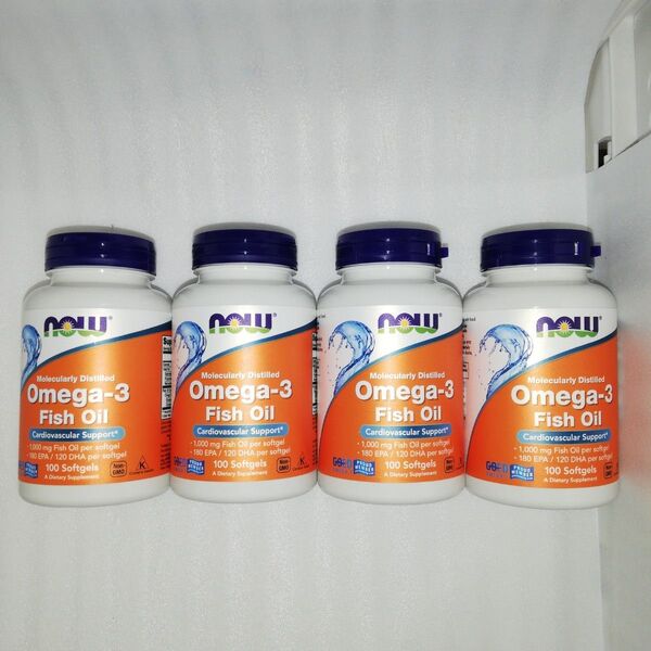 【4個セット】オメガ3 フィッシュオイル1000mg 180EPA120DHA 100ソフトジェル NOW Foods ナウフーズ