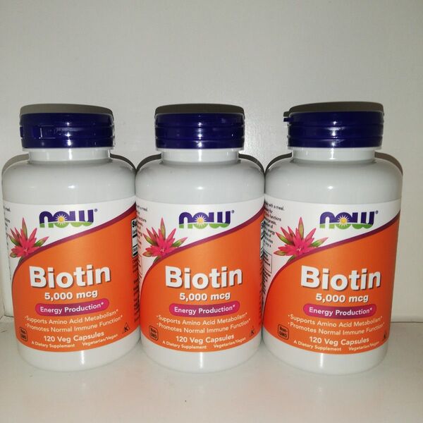 【3個セット】ビオチン 5000mcg 120ベジカプセル NOW Foods ナウフーズ