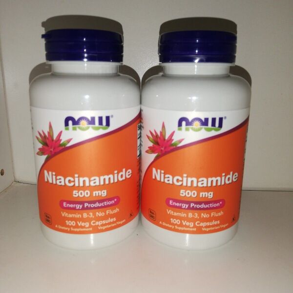 【2個セット】ナイアシンアミド 500mg ノンフラッシュ ビタミンB3 100粒 NOW Foods ナウフーズ