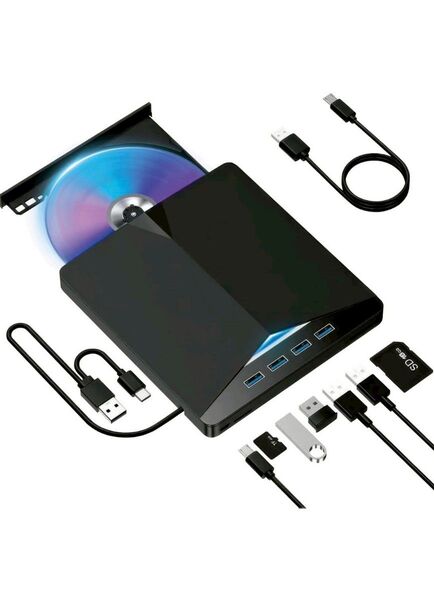 【2025 年新登場】cdプレーヤー dvdプレーヤー USB 3.0/Type-C の両方接続対応 7 機能合一の dvd