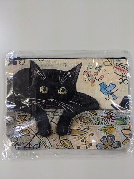 黒猫 コスメポーチ 小物入れ 【未開封品】