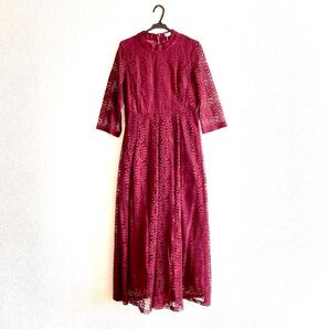 結婚式 ワンピース ボルドー