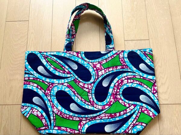 アフリカ柄 アフリカ生地 エコバッグ ハンドメイド