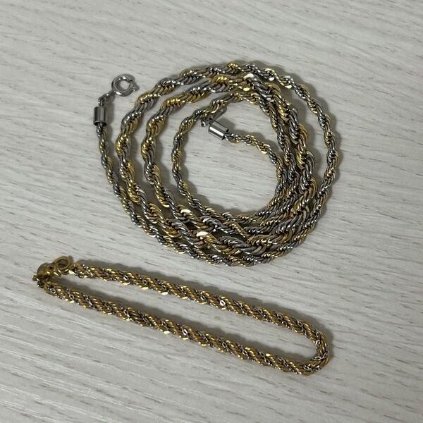 ロープチェーンネックレス ブレスレット まとめ売り ゴールド シルバーアクセサリー ヴィンテージ