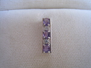 [SAMU] wonderful!! natural amethyst 3 bead k10WG white gold pendant * beautiful goods!