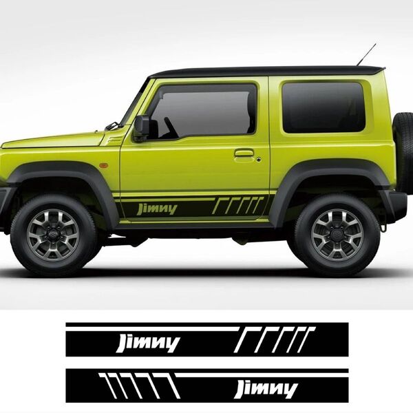 ジムニードアスカートストライプステッカー JB74シエラ専用(JB43)左右非対象のブラックサイドデカール2枚1セット