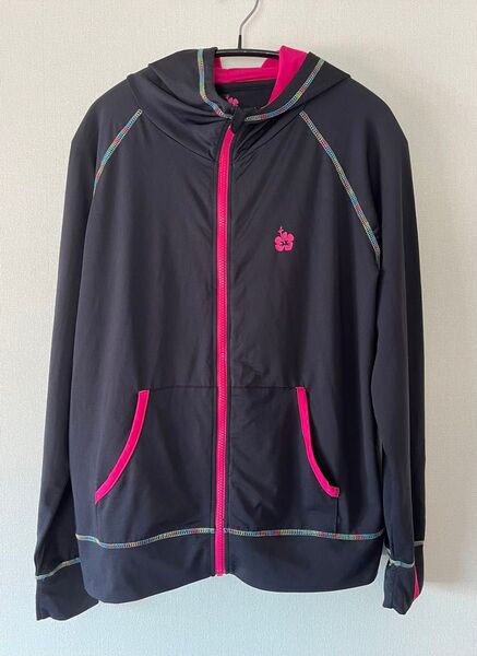 リキッドアロハ Liquid Aloha UVカット ジップアップパーカー ラッシュガード 長袖 パーカー ブラック サイズLL