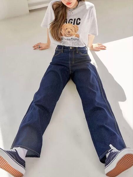 DAZY レディース ボーイデニム ワイド ボーイフレンドデニムパンツボトムス