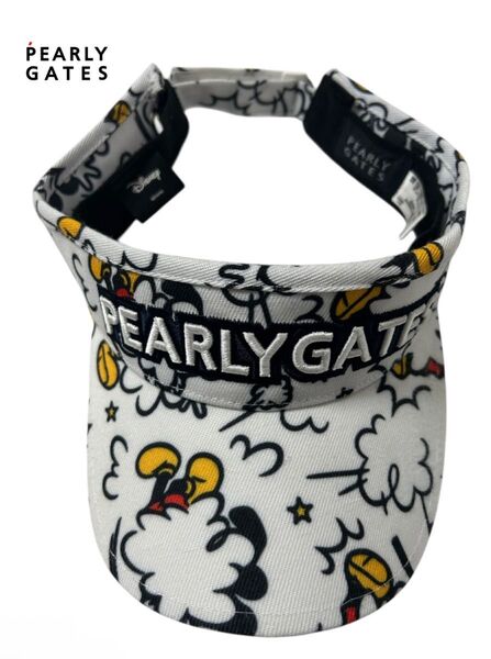 【美品】PEARLY GATES Disney パーリーゲイツ ディズニー ミッキー サンバイザー ユニセックス ゴルフ