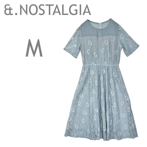 &.NOSTALGIA/アンドドットノスタルジア レースワンピース フレアスカート 膝丈 半袖 花柄 M