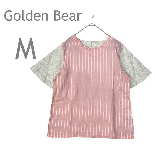 Golden Bear/ゴールデンベア 半袖カットソー トップス ストライプ 薄手 Tシャツ 袖フレア M