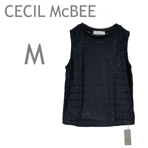 【タグ付未使用】CECIL McBEE/セシルマクビー ノースリーブプルオーバーカットソー トップス M