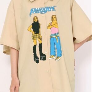 PURYUS アートプリント 半袖シャツ ベージュ