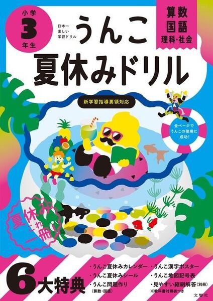 新品・未使用「うんこ夏休みドリル 小学3年生 算数 国語 理科 社会」