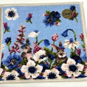 ☆FEILER☆フェイラー☆ 新品 ハブアワンダフルデイ シェニール織ハンカチ ラビット うさぎ お花柄