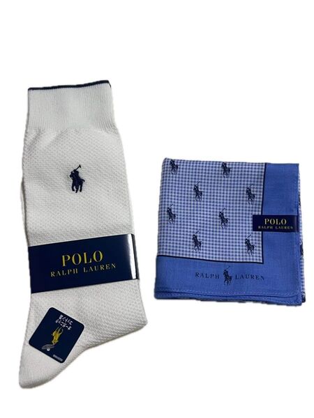 ☆POLO Ralph Lauren☆ポロラルフローレン☆ 新品 メンズソックス 靴下(25cm~28cm)&ハンカチセット